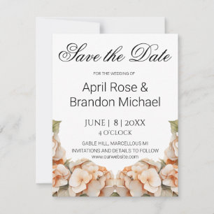 Elegant white green orange boho watercolor floral  save the date