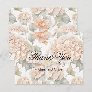 Elegant white green orange boho watercolor floral thank you card