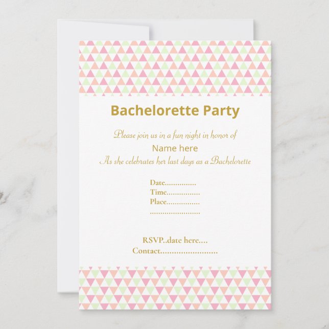 ELEGANT WHITE GREEN PINK BACHELORETTE INVITATION (Front)