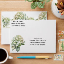 Elegant white green watercolor floral wedding