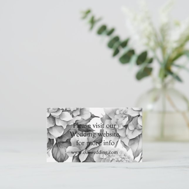 Elegant white grey black floral watercolor  enclosure card (Standing Front)