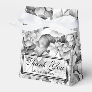 Elegant white grey black floral watercolor  favour box