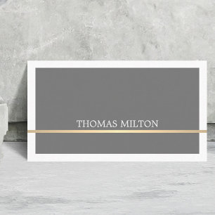 Elegant White Grey Faux Gold Line Attorney Business Card