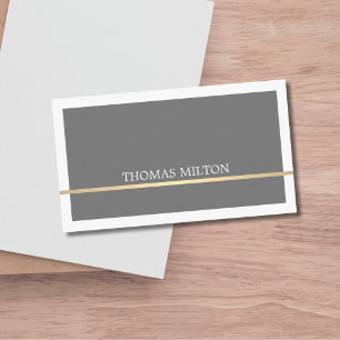 Elegant White Grey Faux Gold Line Attorney Business Card