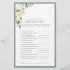 Elegant White Grey Green Bridal Shower Game