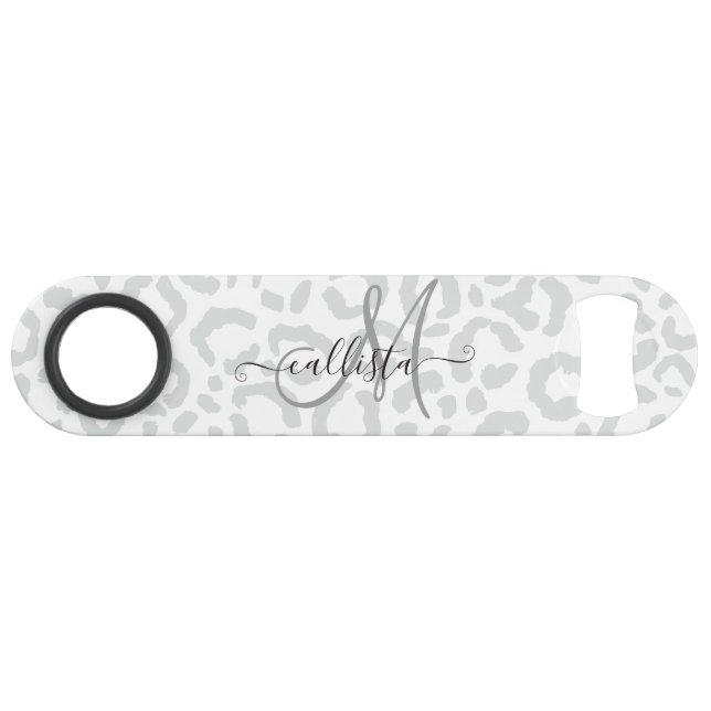 Elegant White Grey Leopard Cheetah Animal Print (Front (Horizontal))