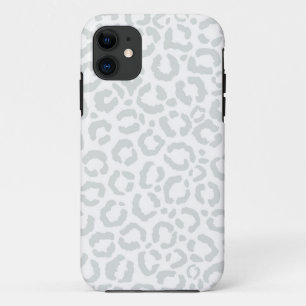 Elegant White Grey Leopard Cheetah Animal Print iPhone 11 Case