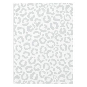 Elegant White Grey Leopard Cheetah Animal Print Tablecloth