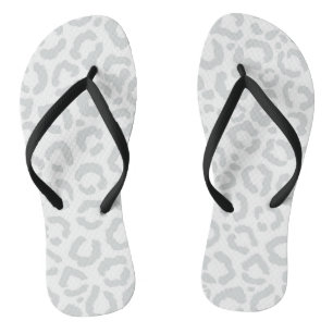 Elegant White Grey Leopard Cheetah Animal Print Thongs