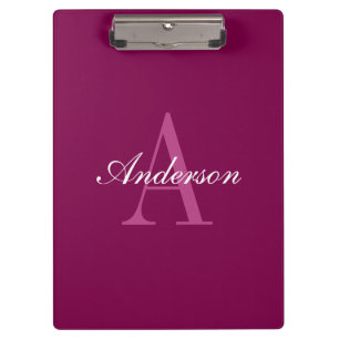 Elegant White & Grey Monogram Clipboard
