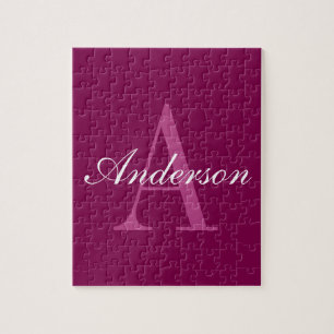 Elegant White & Grey Monogram Jigsaw Puzzle