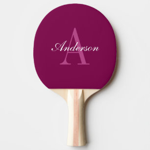 Elegant White & Grey Monogram Ping Pong Paddle