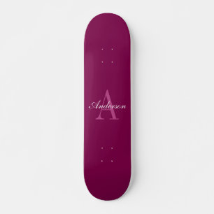 Elegant White & Grey Monogram Skateboard