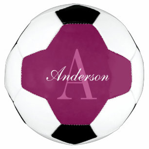 Elegant White & Grey Monogram Soccer Ball