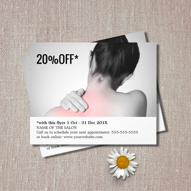 Elegant White Grey Photo Massage Therapist Flyer (Creator Uploaded)