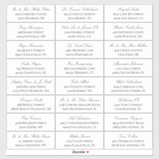 Elegant White Grey Script 24 Wedding Guest Address
