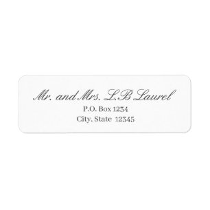 Elegant White Grey Script Return Address Label