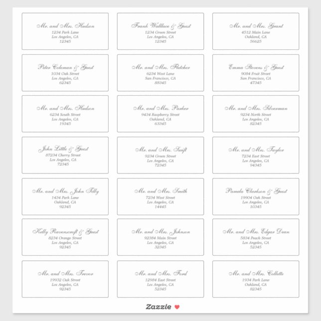 Elegant White Guest Address Labels (Sheet)