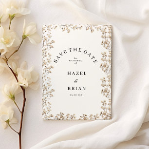 Elegant white gypsophila floral Save the Date Invitation