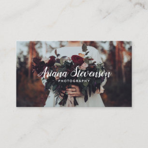 Elegant white handwritten script photography plain business card