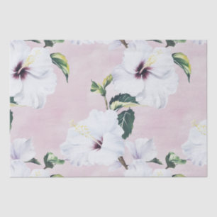 Elegant White Hibiscus on Soft Pink Background Tissue Paper