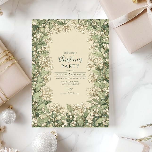 Elegant White Holly Christmas Invitation (Creator Uploaded)