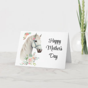 Elegant White Horse Boho Floral - Mother's Day Card