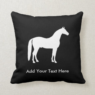 Elegant White Horse Customisable Text Cushion