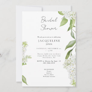 Elegant White Hydrangea Bridal Shower Invitation