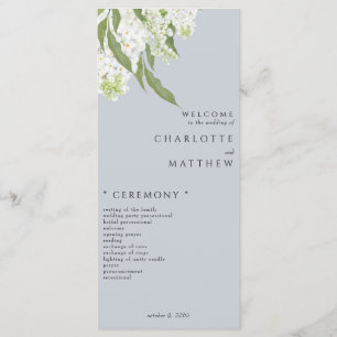 Elegant White Hydrangea Dusty Blue Wedding Program