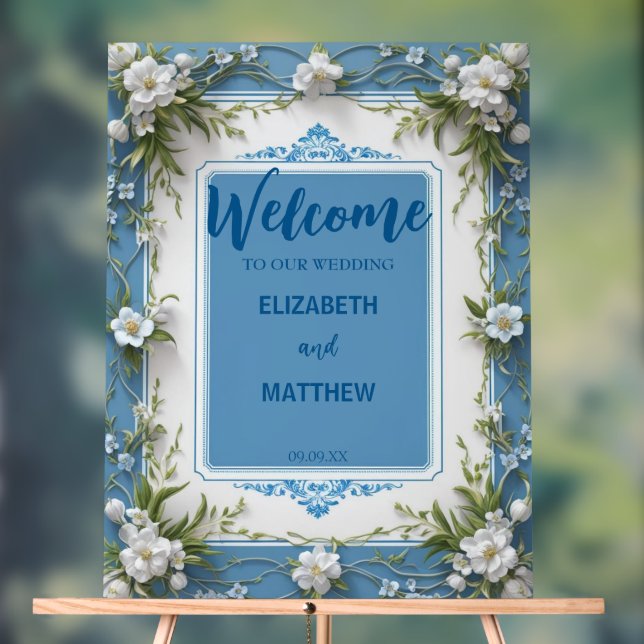 Elegant white Hydrangea flower rustic Wedding Acrylic Sign (Neutral)