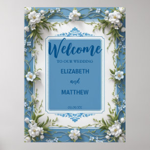 Elegant white Hydrangea flower rustic Wedding Poster