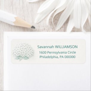 Elegant White Hydrangea Return Address Label