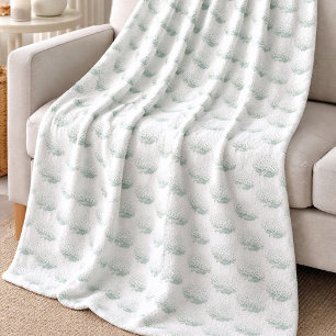 Elegant White Hydrangea Teal Fleece Blanket