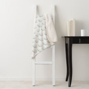 Elegant White Hydrangea Teal Sherpa Blanket