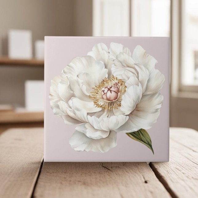 Elegant white ivory peony french country ceramic tile (Creator Uploaded)
