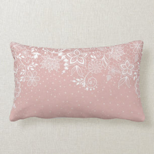 Elegant white lace floral and confetti design lumbar cushion