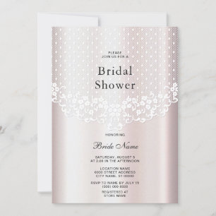 Elegant White Lace Floral Bridal Shower Invitation