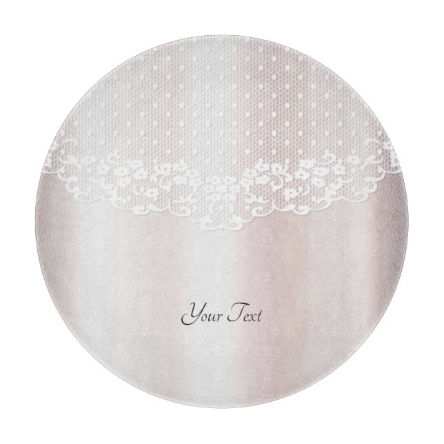 Elegant White Lace Floral Cutting Board (Front)