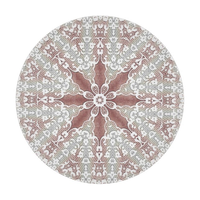 Elegant White Lace Floral Cutting Board (Front)