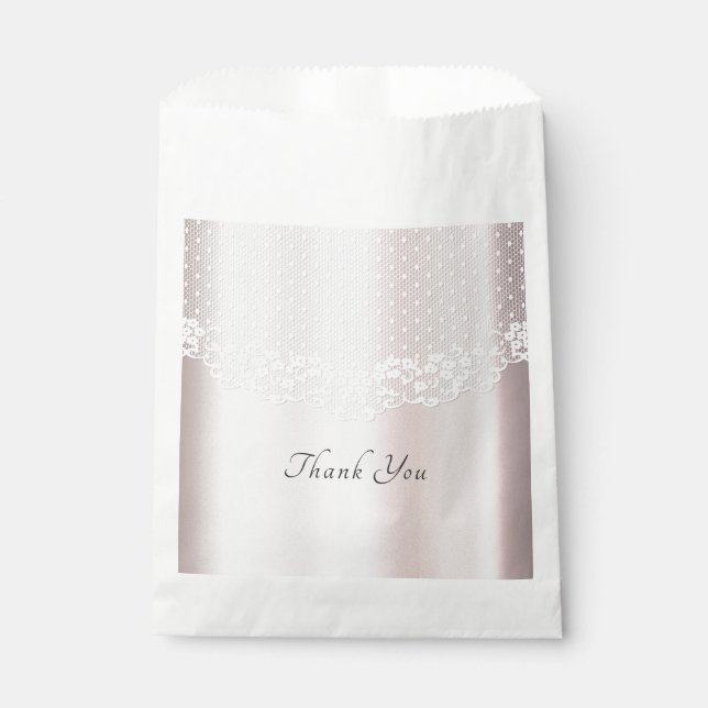 Elegant White Lace Floral Favour Bag (Front)