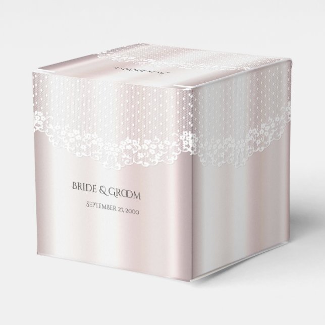 Elegant White Lace Floral Favour Box (Front Side)