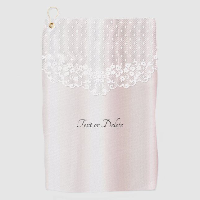 Elegant White Lace Floral Golf Towel (Front)