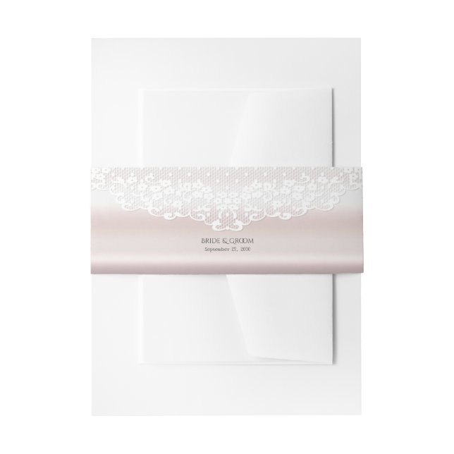 Elegant White Lace Floral Invitation Belly Band (Front Example)