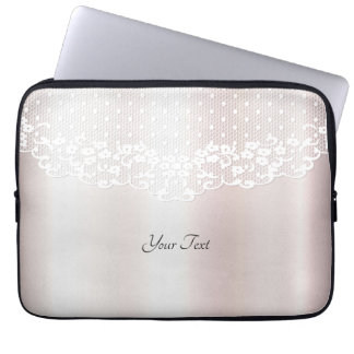 Elegant White Lace Floral Laptop Sleeve