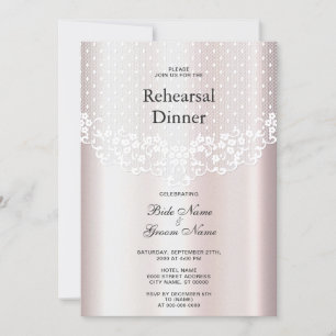 Elegant White Lace Floral Rehearsal Dinner Invitation