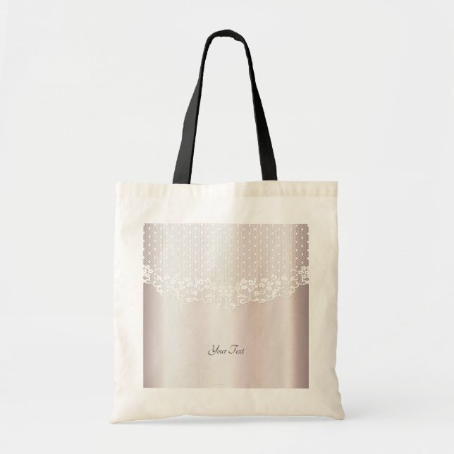 Elegant White Lace Floral Tote Bag (Front)