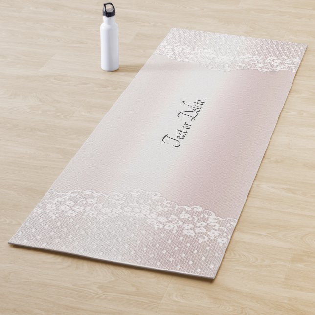 Elegant White Lace Floral Yoga Mat (In Situ)