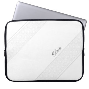 Elegant White Lace Pattern and Customisation Laptop Sleeve