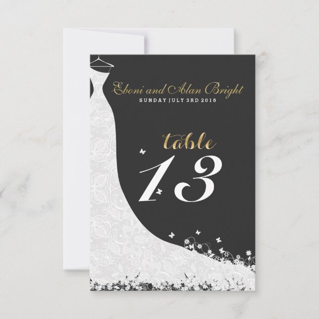 Elegant White Lace Wedding Dress Table 13 Invitation (Front)